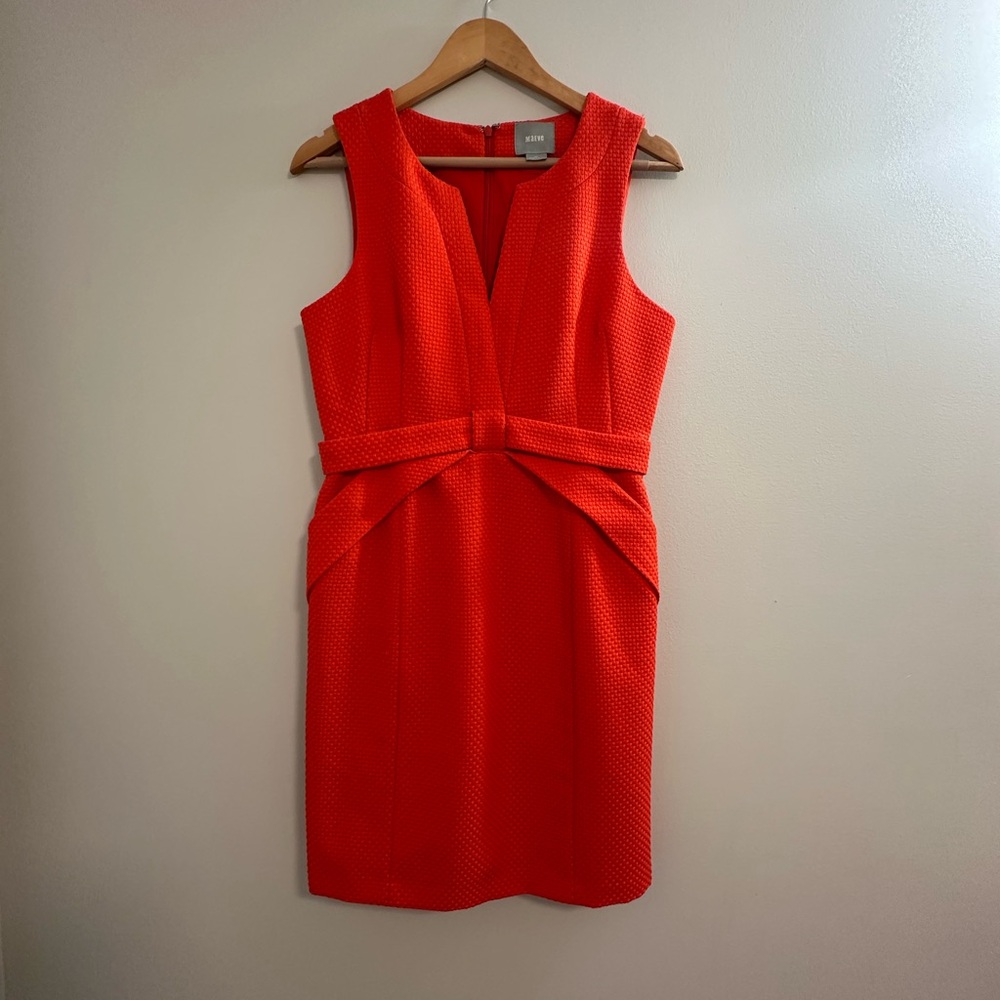 Maeve Deep Orange Textured Sleeveless Dress